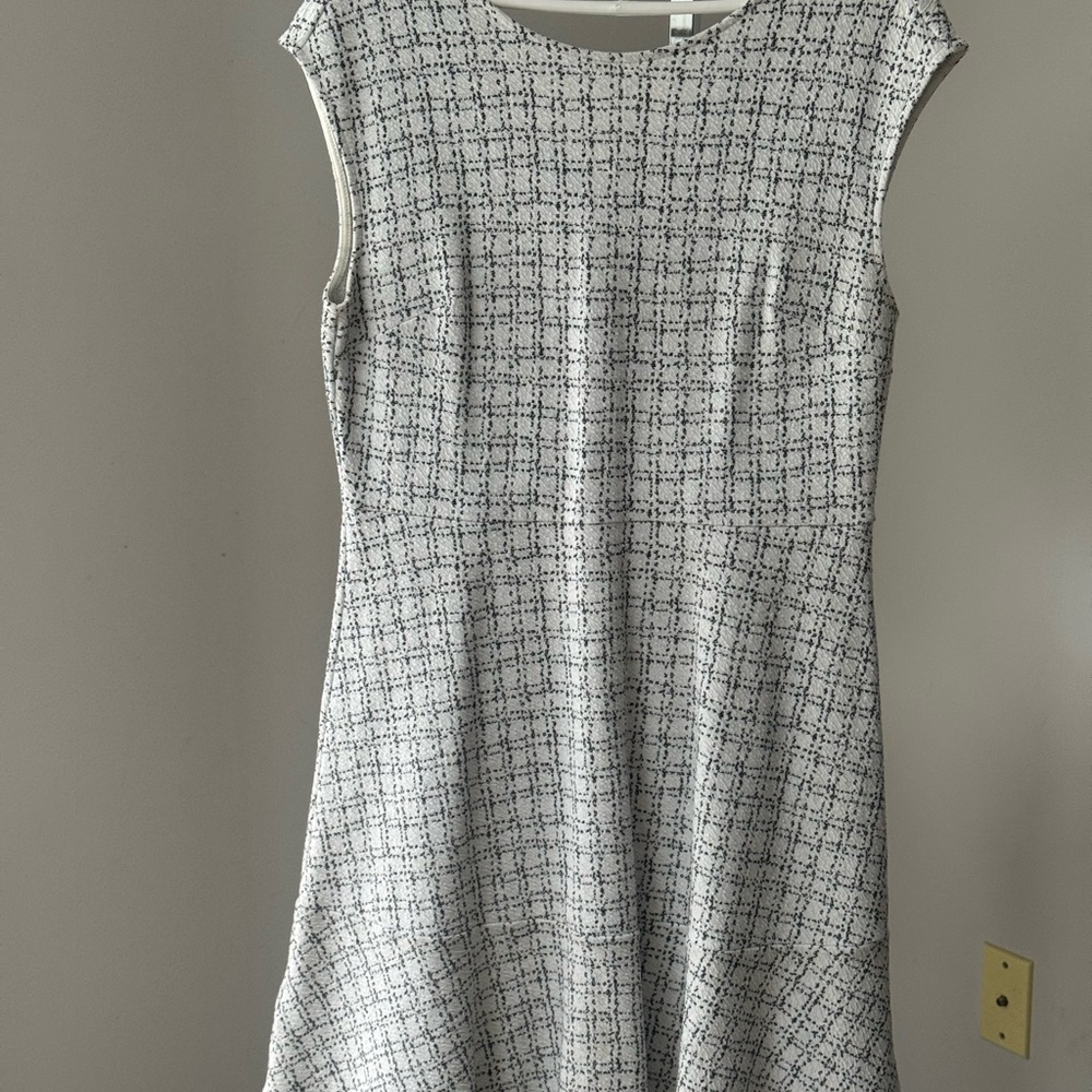 LOFT Black and White Checkered Midi Dress